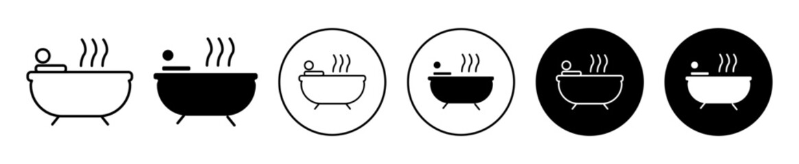 Hot Tub Icons in Various Styles Isolated on White Background