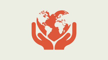 Orange Hands Holding a Heart Shaped Globe Symbol earth world