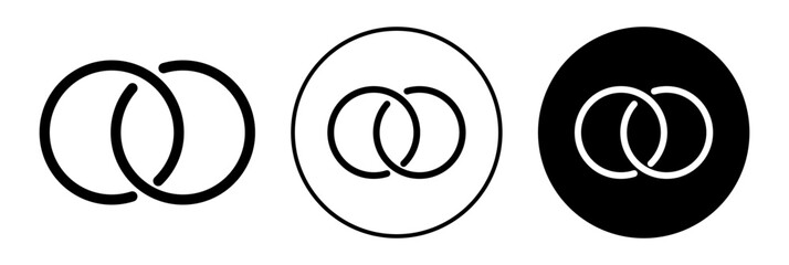 Interlocking Rings Icon in Variations Isolated on White Background