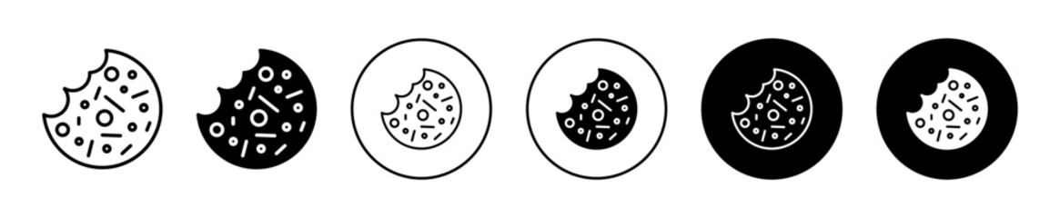 Bitten Cookie Icon Variations Isolated on White Background