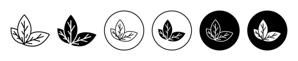 Leaf Icons in Variations with Black and White