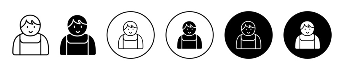 Person Icon Variations in Different Styles Isolated on White Background
