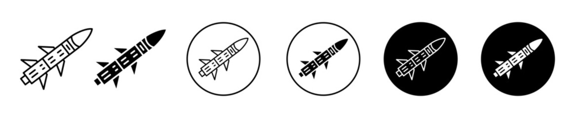 Missile Icon Variations Isolated on White Background