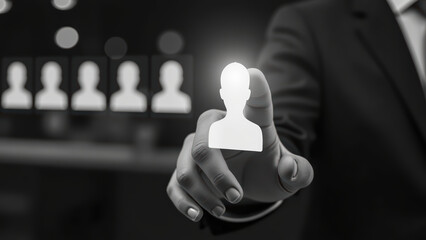 Digital silhouette business concept user selection technology interface professional hand networking modern design abstract background