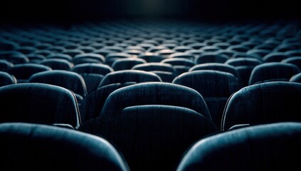 Obraz premium Empty theater seats in darkness, spotlight