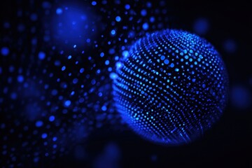 Abstract sphere in deep space, vibrant blue dots