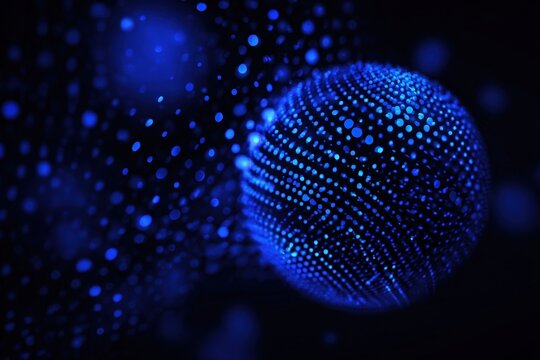 Abstract sphere in deep space, vibrant blue dots