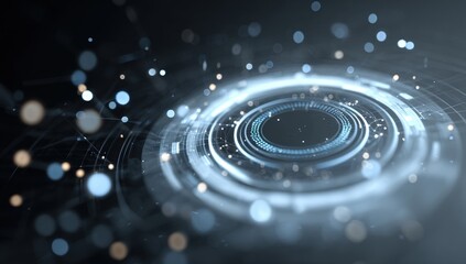 Abstract digital art, concentric circles, glowing lines