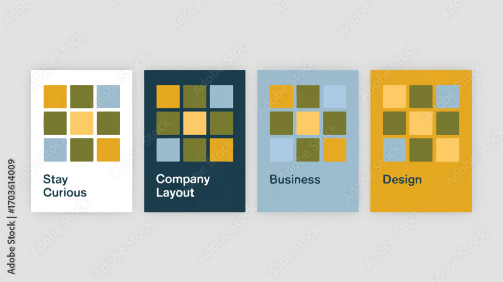 Aufkleber vector art of four colorful abstract graphic design posters with grid patterns