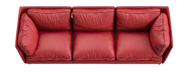 Red leather couch, top view (3)