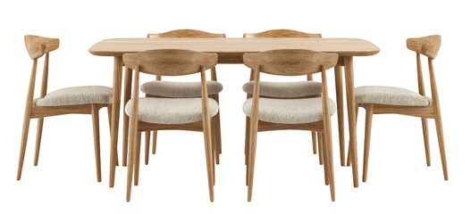 Light wood dining set with cream upholstery