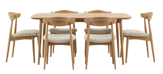 Light wood dining set with cream upholstery