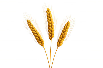 Fototapeta premium Golden wheat ears ripening, representing agricultural abundance and wholesome nutrition, standing against transparent backdrop