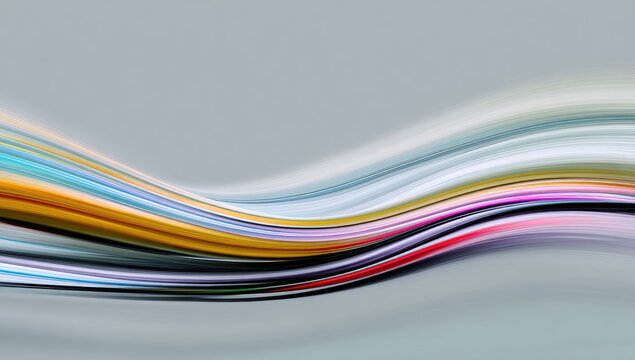 Abstract colorful wave flowing on gray background, design element