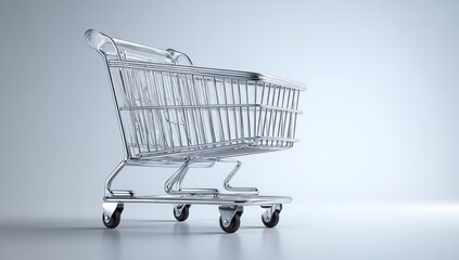 Empty shopping cart on a light gray background