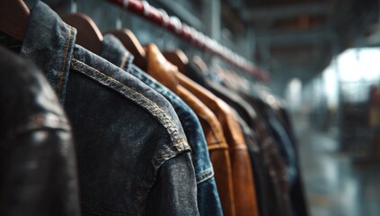 Row of clothes on hangers in a store
