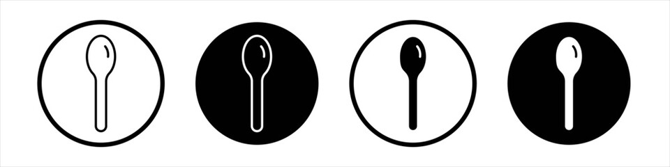 Tablespoon icon collection in black and white filled and outlined style for web.