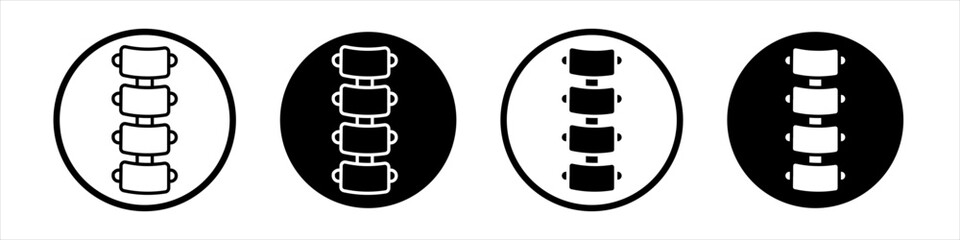 Spine Bone icon collection in black and white filled and outlined style for web.