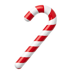 Beautifully Designed 3D Candy Cane Christmas Icon with Glossy Red and White Stripes for Festive Transparent PNG