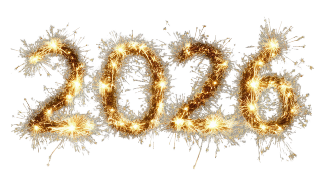 Fireworks display spelling out 2026