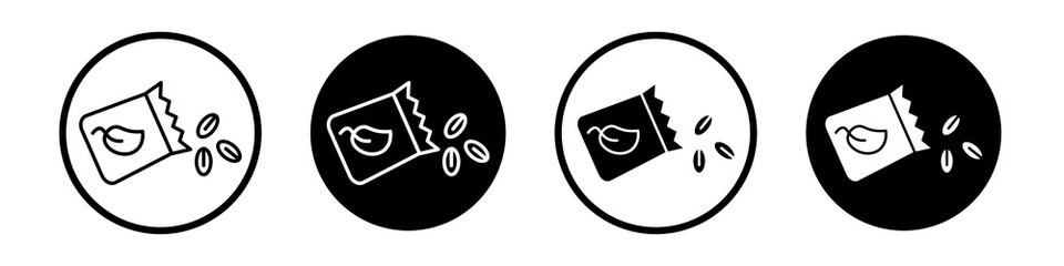 Seeds icon collection in black and white filled and outlined style for web.