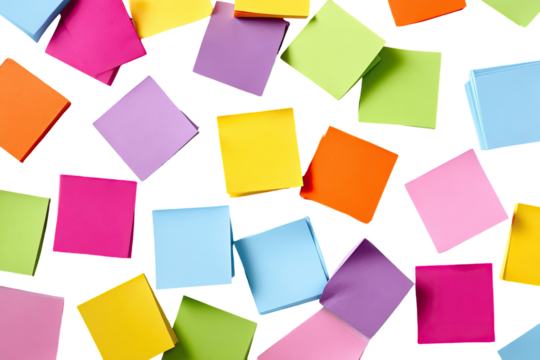 Colorful sticky notes scattered on black background (9)