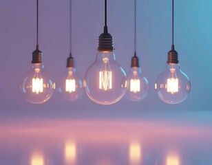 Creative inspiration concept with vintage light bulb, power, innovation, technology