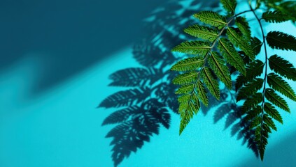 Obraz premium Fern shadow on teal