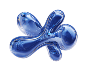 Dynamic abstract blue liquid shape isolated on transparent background, a captivating display of fluidity and motion, a visual delight