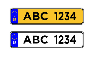 Greece car license plate template. greece car registration number plate sign vector design