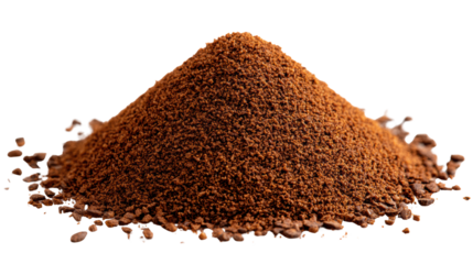 A pile of finely ground coffee, isolated on white background.
