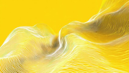 Abstract flowing lines on a bright yellow background