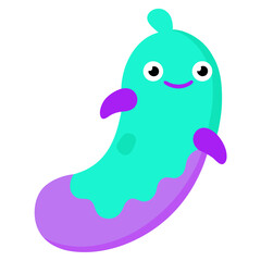 Obraz premium Cartoon eggplant character with cute smiling face and vibrant colors on a clean background