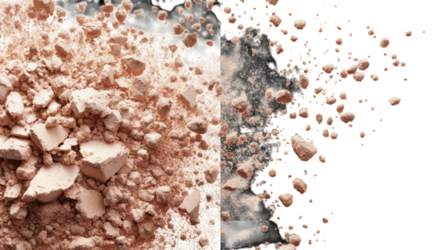 Light beige powder exploding, showing texture