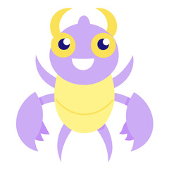 Playful Crab Cartoon Character with Big Eyes and Happy Smile against White Background for Creative Designs