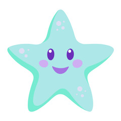 Adorable Starfish Character Illustration in Light Blue and Purple Tones for Childrens Designs