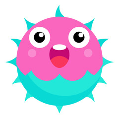 Adorable cartoon pufferfish illustration with bright colors and a cheerful expression perfect for childrens projects