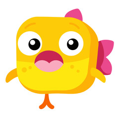 Adorable cartoon yellow fish with pink fins isolated on white background vibrant and cheerful illustration