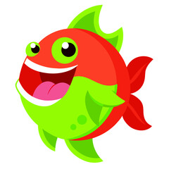 Cheerful Cartoon Fish with Bright Colors and Smiling Face for Childrens Illustration and Design