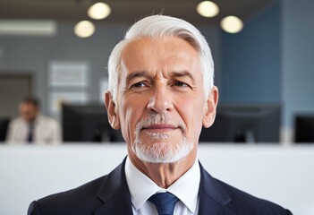 Portrait of a male CEO dreaming or thinking about the company goal with copy space