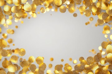 Gold confetti frame on a light gray background