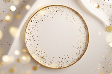 Elegant, circular, gold-edged plate on a white background
