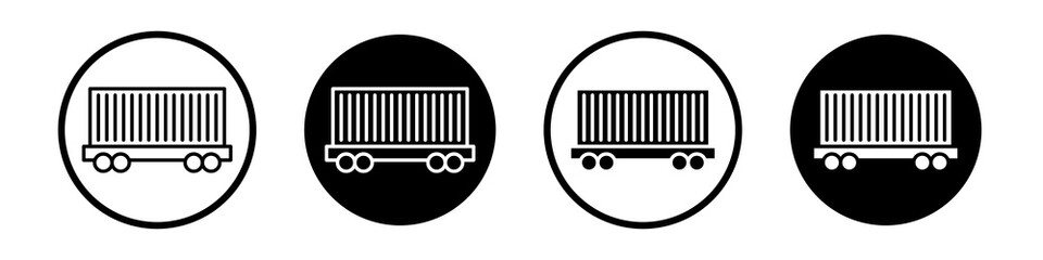 Cargo wagon icon collection in black and white filled and outlined style for web. © Chris