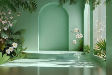 A verdant, tropical display space