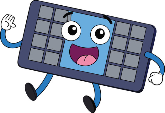 Excited cartoon keyboard character with spacebar yawning in funny digital humor style for online content vector