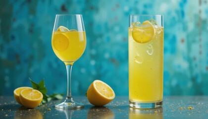 Lemonade Drinks in Glassware with Citrus Garnish