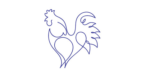 Blue line art rooster