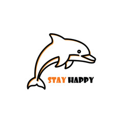 Vector art of dolphin outline for stay happy concept