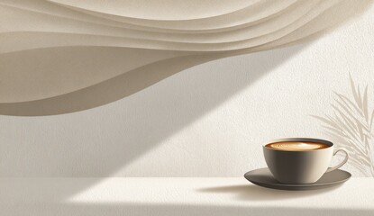 Warm beige interior with coffee