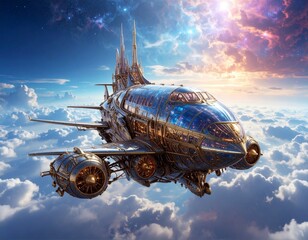 Naklejka premium future airplane in the sky